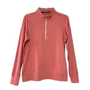 Straight Down Golf Pullover Shirt Quarter Zip Mens Size L Orange Long Sleeve